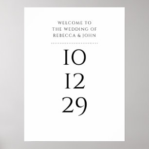 Poster Sinal de Boas-Vindas de Casamento Preto e Branco E