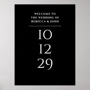 Poster Sinal de Boas-Vindas de Casamento Preto e Branco E