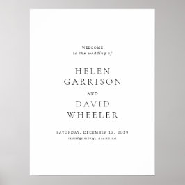 Poster Sinal de Boas-Vindas de Casamento Preto e Branco E