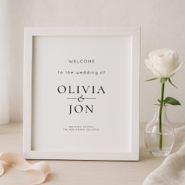 Poster Sinal de Boas-Vindas de Casamento Preto e Branco I