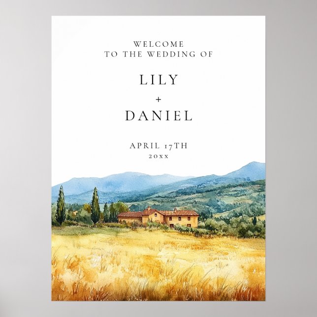 Poster Sinal de Boas-Vindas de Casamento Rústico da Tosca (Frente)