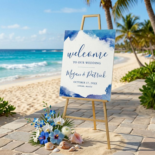 Poster Sinal de Boas-Vindas de Casamento Sapphire Tide (Criador carregado)