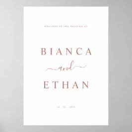 Poster Sinal de boas-vindas de casamento simples | Branco