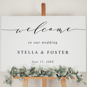 Poster Sinal de boas-vindas de casamento simples e modern