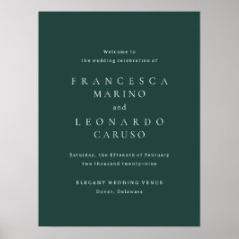 Poster Sinal de Boas-Vindas de Casamento Simples Esmerald
