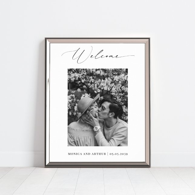 Poster Sinal de Boas-Vindas de Casamento Simples Preto e  (Criador carregado)