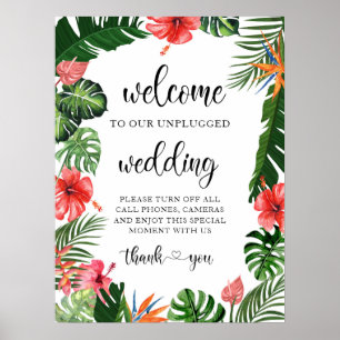 Poster Sinal de boas-vindas de casamento tropical desplug
