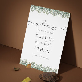 Poster Sinal de boas-vindas de casamento verde elegante c