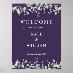 Poster Sinal de Boas-Vindas de Casamento Verde Floral Rox