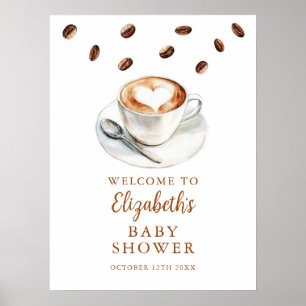 Poster Sinal de Boas-Vindas de Chá de Bebê de Café