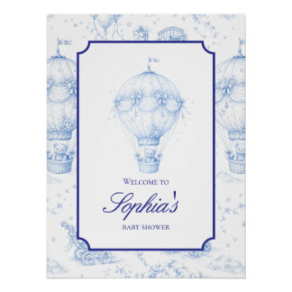 Póster Sinal de Boas-Vindas de Chá de Bebê Toile de Jouy 