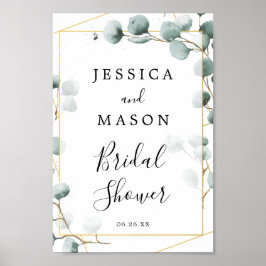 Poster Sinal de Boas-Vindas de Chá de Noiva com Folhagem 