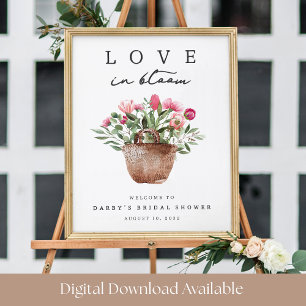 Poster Sinal de Boas-Vindas de Chá de Noiva Love in Bloom