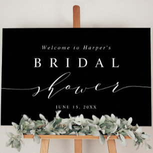 Poster Sinal de Boas-Vindas de Chá de Noiva Minimal Preto