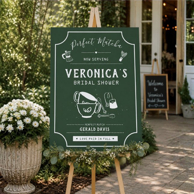 Poster Sinal de Boas-Vindas de Chá Verde Matcha Perfeito  (Criador carregado)