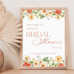 Poster Sinal de Boas-Vindas de Chuveiro de Noiva Floral C
