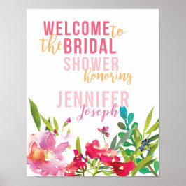 Poster Sinal de Boas-Vindas de Chuveiro Floral Brilhante