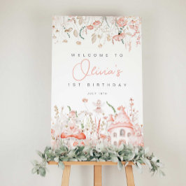 Poster Sinal de Boas-vindas de Fada e Flores Selvagens