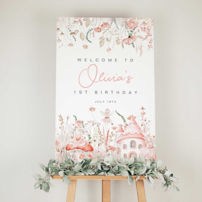 Poster Sinal de Boas-vindas de Fada e Flores Selvagens (Criador carregado)