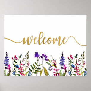 Poster Sinal de boas-vindas de flores silvestres elegante