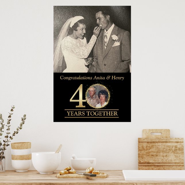 Poster Sinal de Boas-Vindas de Foto de Aniversário de 40  (Cozinha)