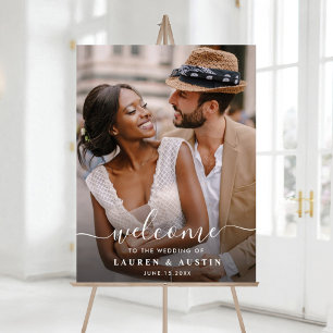 Poster Sinal de Boas-vindas de Foto de Caligrafia Whimsic