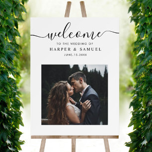 Poster Sinal de Boas-vindas de Foto do Script Chic Black