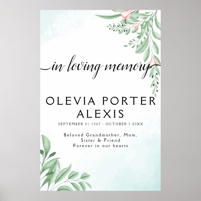 Poster Sinal de Boas-Vindas de Funeral Boho Azul Empoeira (Frente)