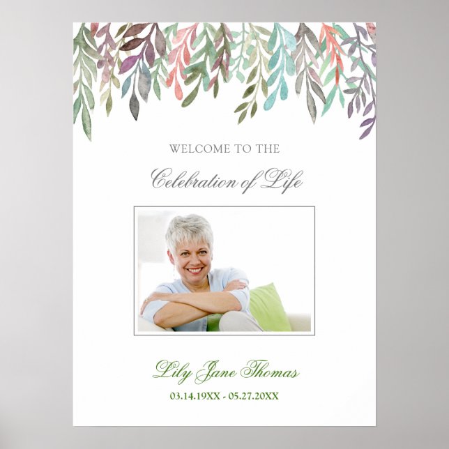 Poster Sinal de Boas-Vindas de Funeral de Folhagem em Aqu (Frente)