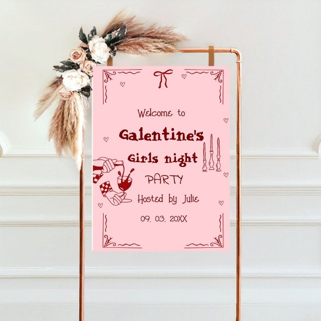 Poster Sinal de Boas-vindas de Galentine com Desenho de M (Criador carregado)