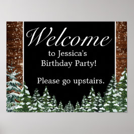 Poster Sinal de Boas-vindas de Madeira Neve Negra e Flore