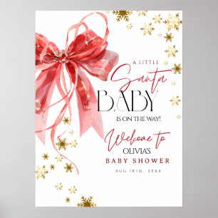 Poster Sinal de Boas-Vindas de Natal Santa Baby Vermelho