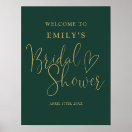 Poster Sinal de Boas-Vindas de Noivado Chic Verde Dourado