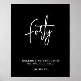 Poster Sinal de Boas-vindas de Quarto Branco Negro Minima