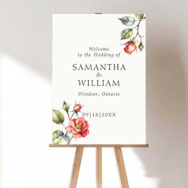 Poster Sinal de boas-vindas de Rosa de Watercolor (Criador carregado)