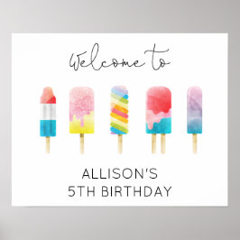 Poster Sinal de boas-vindas de sorvete de picolé de verão