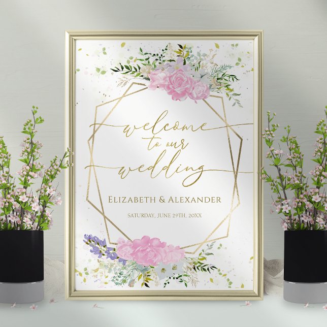 Poster Sinal de Boas-Vindas de Spring Wedded Wildflower (Criador carregado)