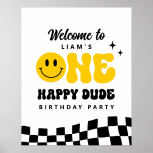 Poster Sinal de boas-vindas de um homem feliz Festa de an