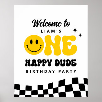 Poster Sinal de boas-vindas de um homem feliz Festa de an