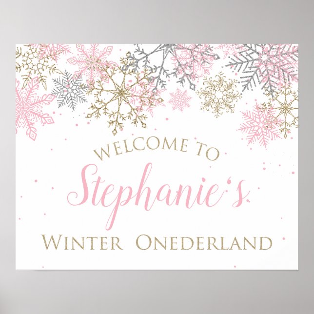 Poster Sinal de boas-vindas de Winter Onederland (Frente)