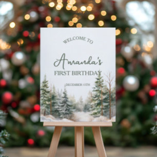 Poster Sinal de Boas-vindas de Winter Onederland Birthday