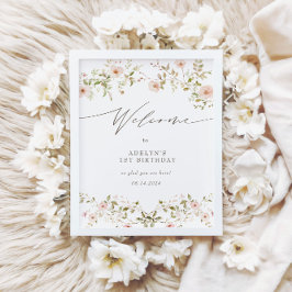 Poster Sinal de Boas-Vindas do 1º Aniversário do Rosa