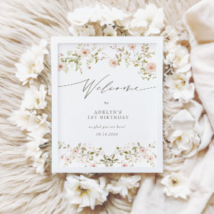 Poster Sinal de Boas-Vindas do 1º Aniversário do Rosa