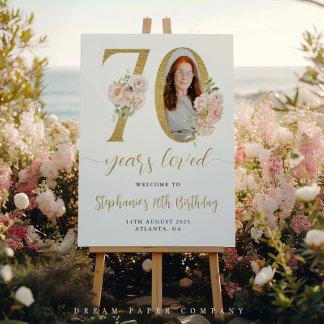 Póster Sinal de Boas-vindas do 70 de Fotografia Floral Co