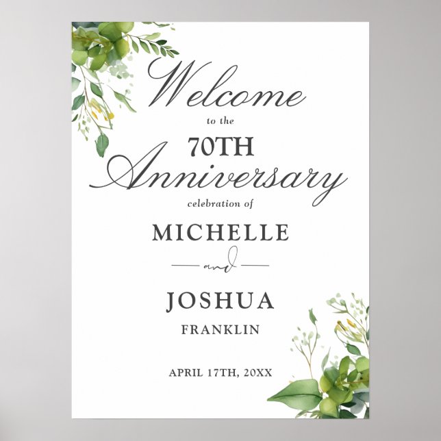 Poster Sinal de Boas-vindas do 70 de Greenery (Frente)