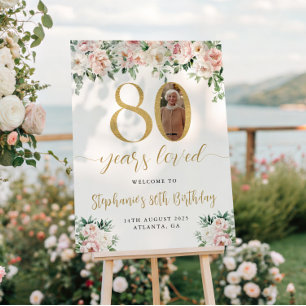 Póster Sinal de Boas-vindas do 80 de Fotografia Floral Co