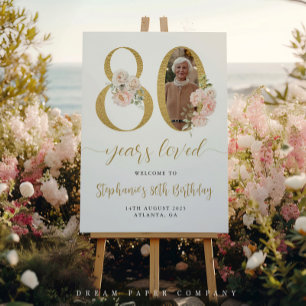 Póster Sinal de Boas-vindas do 80 de Fotografia Floral Co