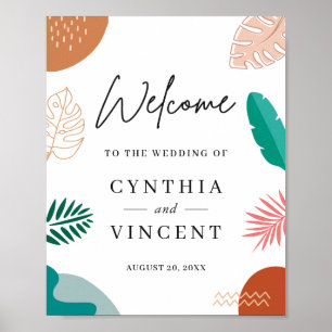 Poster Sinal de Boas-vindas do Abstrato Tropical Moderno