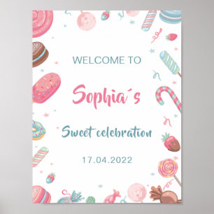 Poster Sinal de Boas-vindas do Aniversário da Candyland