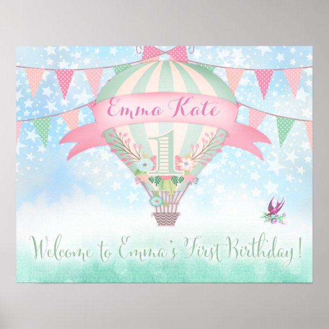 Poster Sinal de boas-vindas do balão de ar quente 311 (Frente)